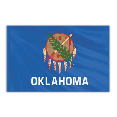 Oklahoma Indoor Nylon Flag 4'x6' With Gold Fringe